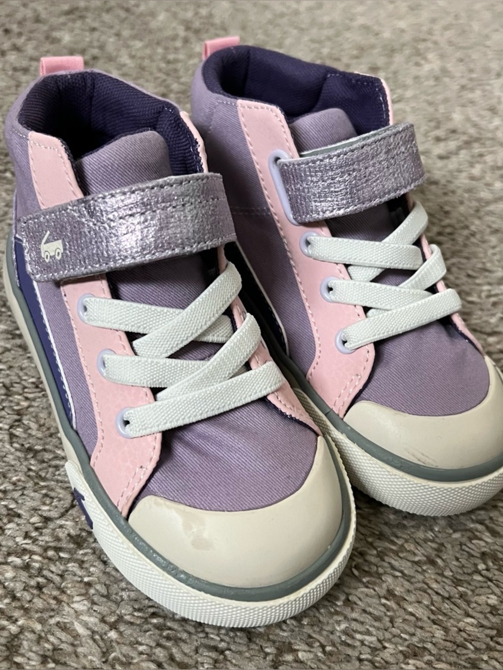 See Kai Run Purple and Pink Kids High-Top Sneakers with Velcro Strap Size 10